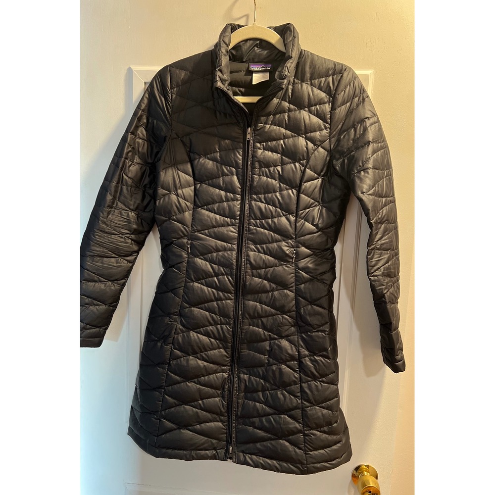Patagonia Nano Puff Parka Womens XS Black Insulated Quilted Long Jacket 36x34